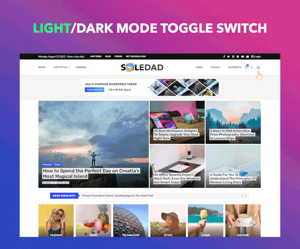 soledad theme review dark mode