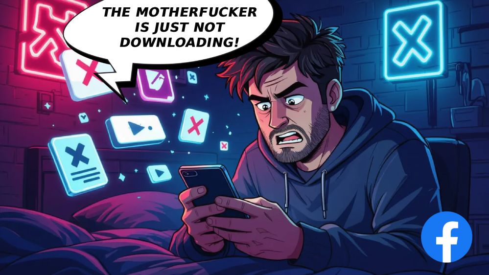 cant download photos videos facebook guy frustrated