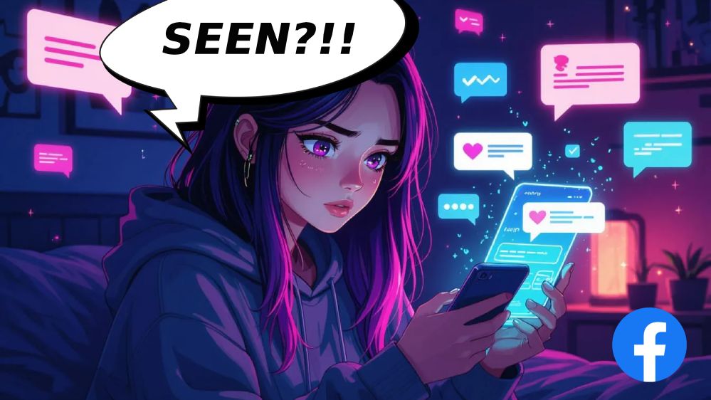 facebook messages showing seen girl confused phone