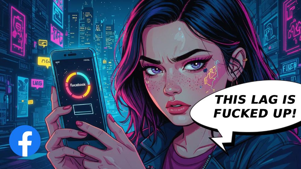 facebook running slow lag frustrated girl