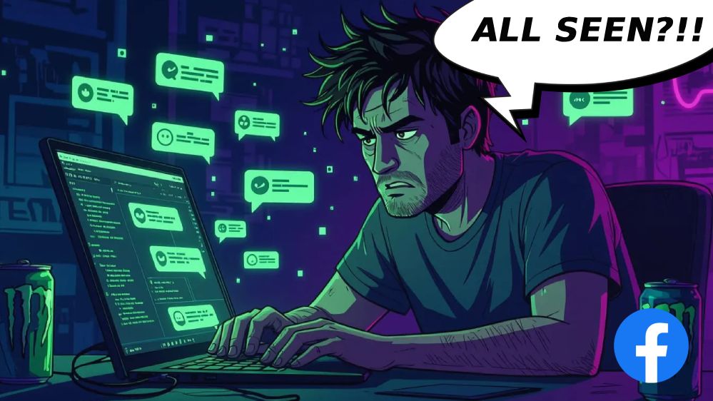 messenger seen receipts guy laptop frustration